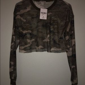 BRAND NEW see-through army pattern crop top
